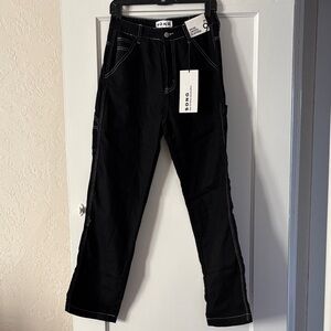 SONG Women High Rise Carpenter 90’s Boyfriend Black Jeans NWT
